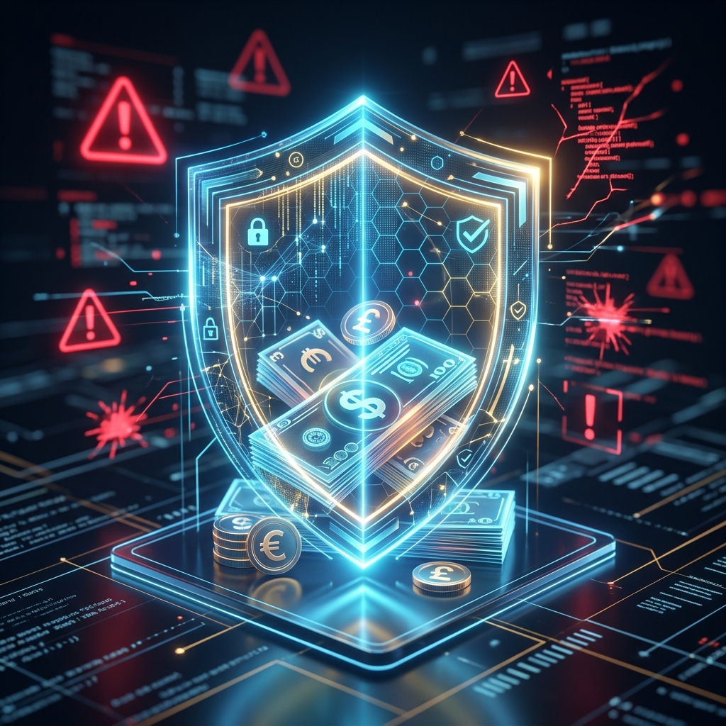 Illustration symbolisant la protection financière et l'alerte à la fraude